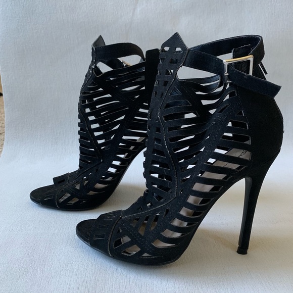 Qupid Shoes - Qupid black cage heels